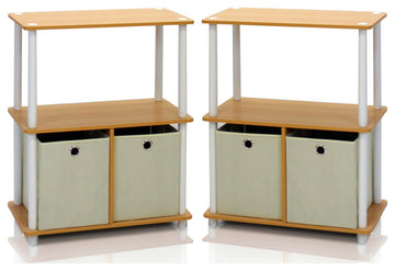Go Green 3-Tier 2-Bins Multipurpose Storage Shelf, Set of Two