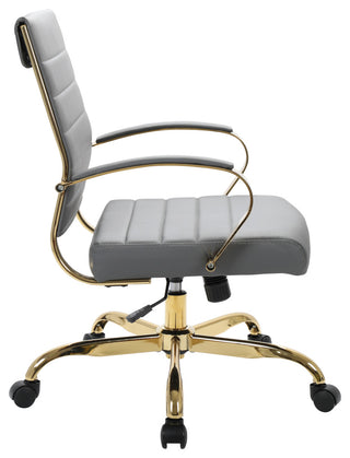 LeisureMod Benmar Home Leather Office Chair With Gold Frame
