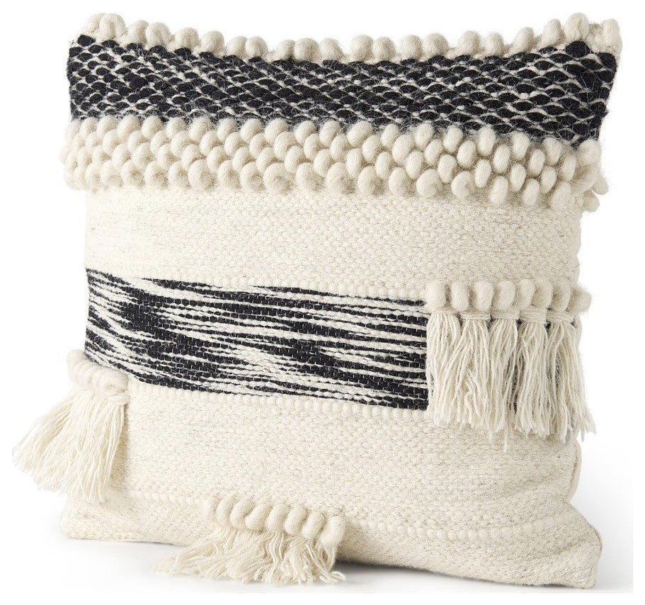 Boho Black and White Accent Pillow Cover
