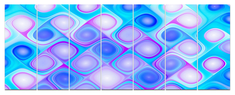 Dense Blue Pattern with Swirls, Abstract Wall Art Canvas, 83"x32", 7 Panels