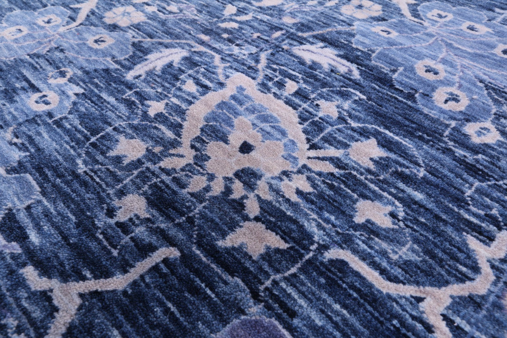 9' Square Modern Handmade Wool Rug Q11888