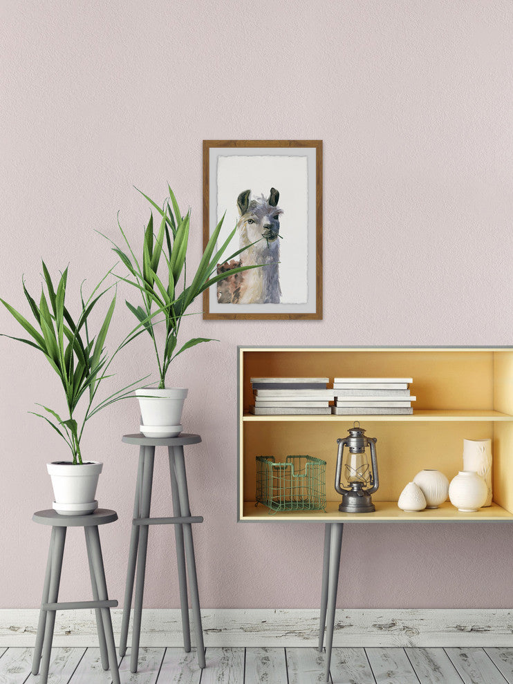 "Chewing Llama" Framed Painting Print, 12"x18"