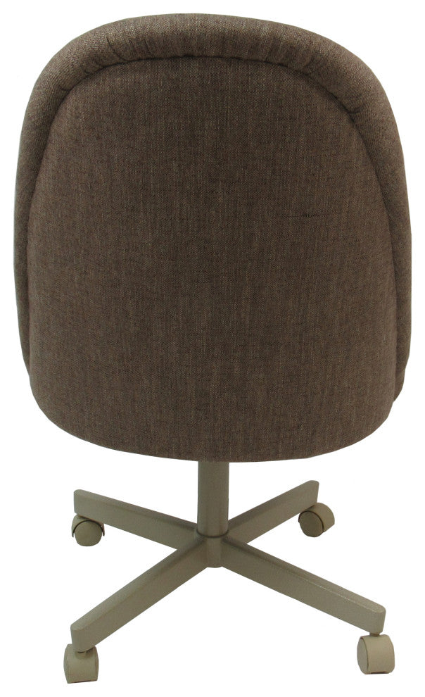 M-235 Dinette Swivel Metal Caster Chairs - Clear Glass, Basin Beige - Beige, Cle