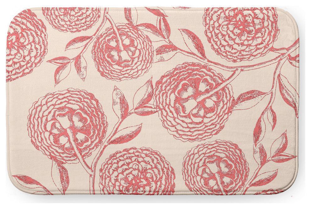 24" x 17" Antique Flowers Bathmat, Blush Coral
