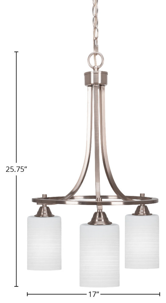 Paramount Downlight 3-Light Chandelier, Brushed Nickel, 4" White Matrix Glass