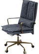 Benzara BM268940 Office Chair With Leatherette Seat and Tufted Details, Gray