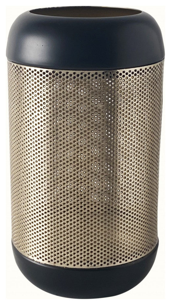 9" Modern Black and Gold Metal Hurricane Candle Holder