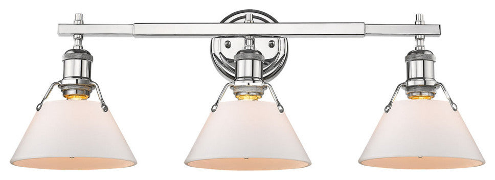 Orwell CH 3-Light Bath Vanity, Chrome With Opal Glass Shades