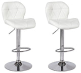 Tripatch Modern Pu Height Adjustable Dining Bar Stool in White, Set of 2