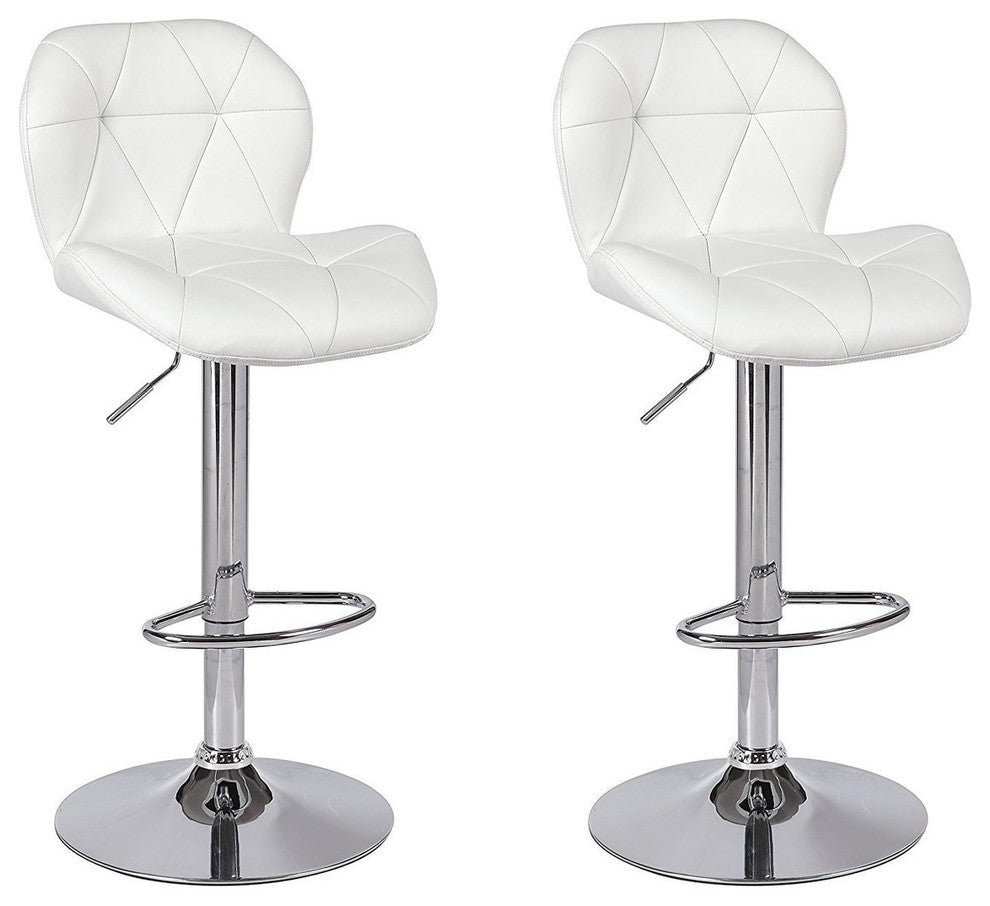 Tripatch Modern Pu Height Adjustable Dining Bar Stool in White, Set of 2