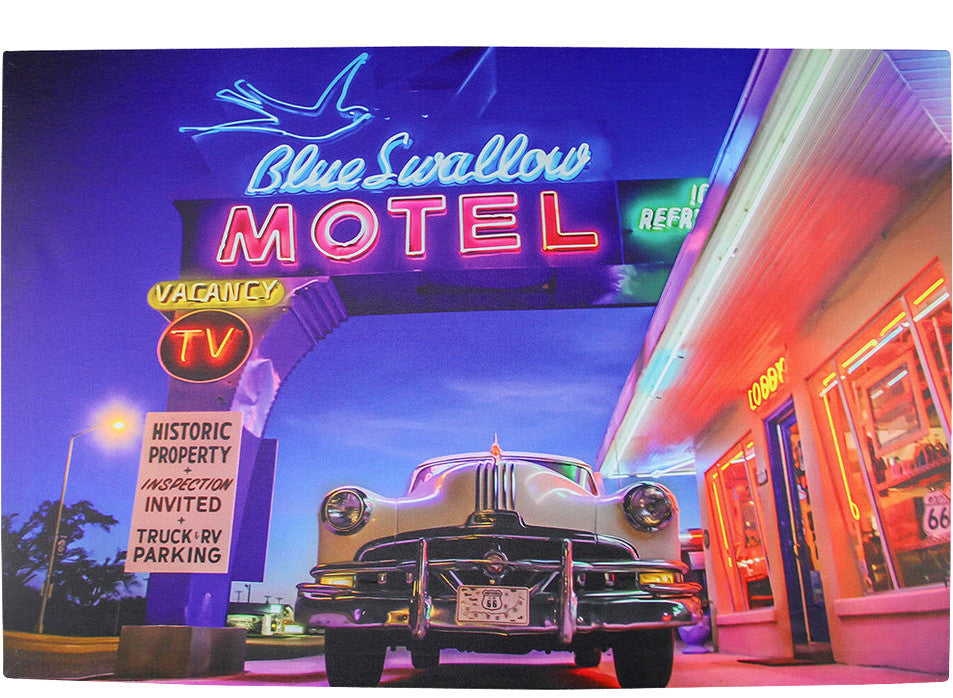 Battery Operated 6 LED Paradise Beach Neon Hotel Scene Canvas Wall Hanging