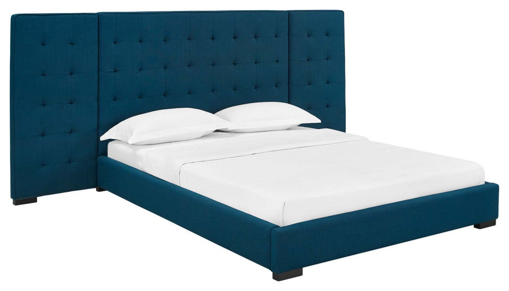 Azure Sierra Queen Upholstered Fabric Platform Bed