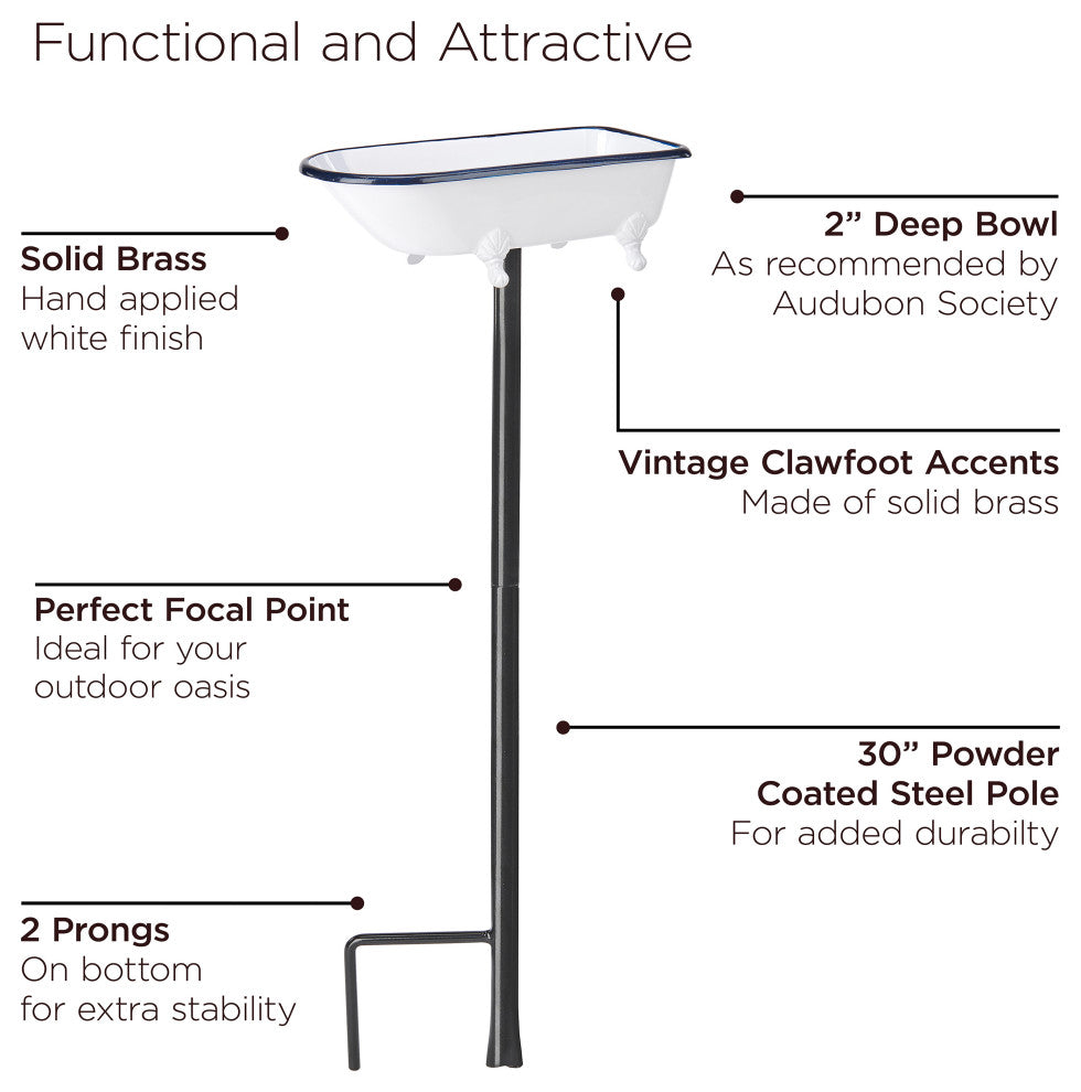 Splish-Splash Bird Bath Brass With White Finish by Good Directions