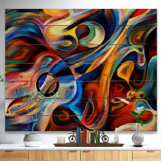 Designart Abstract Music Rhythm Abstract Wood Wall Art 46x36