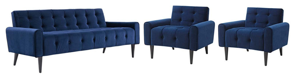 Delve Living Room Set Velvet, 3-Piece Set