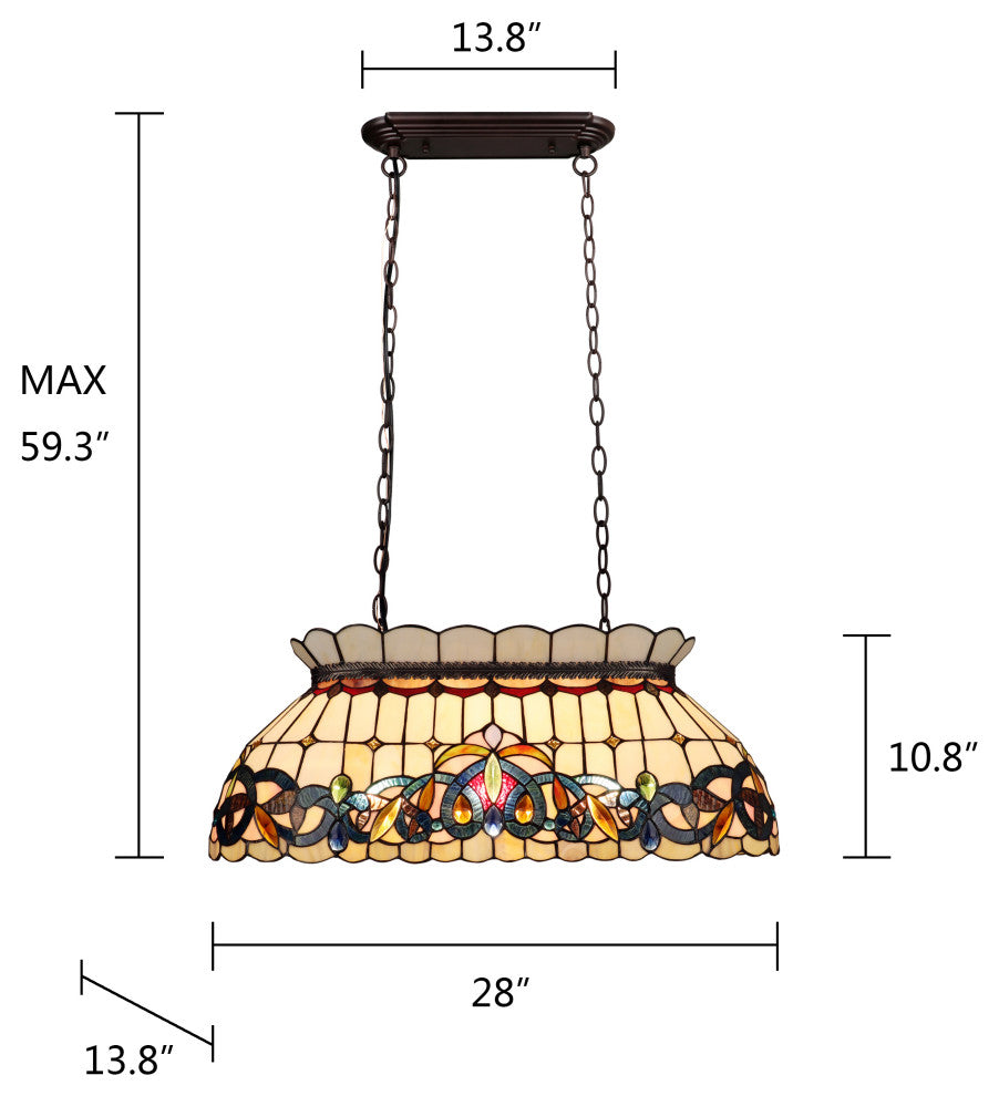 Serenity Victorian-Style 3-Light Island Pendant 28" Wide