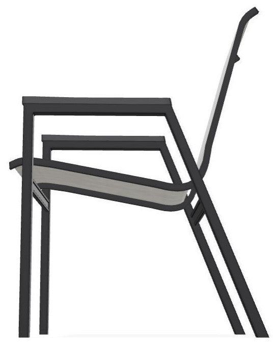 Bazza Sling Stackable Outdoor Dining Chair, Smoke/Black