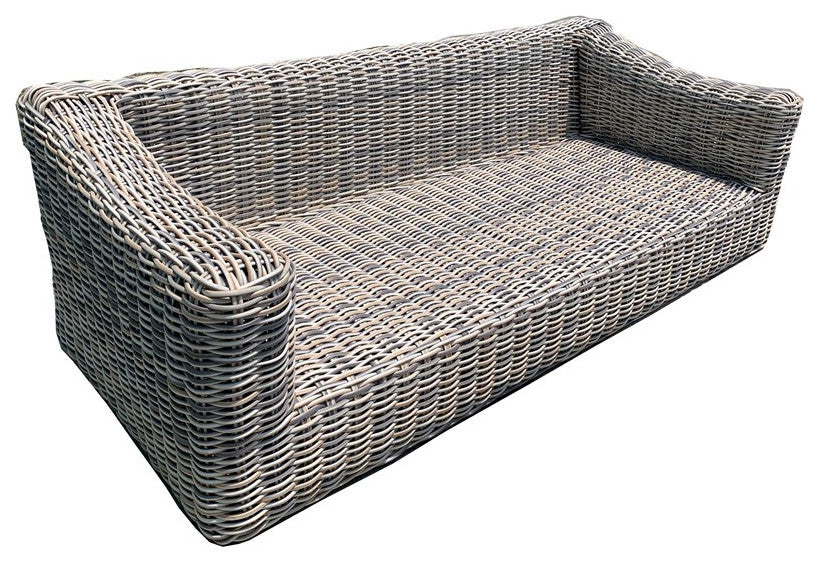 Hawaii Three-Tone Wicker Deep Seating Set in Silver Gray Cushion