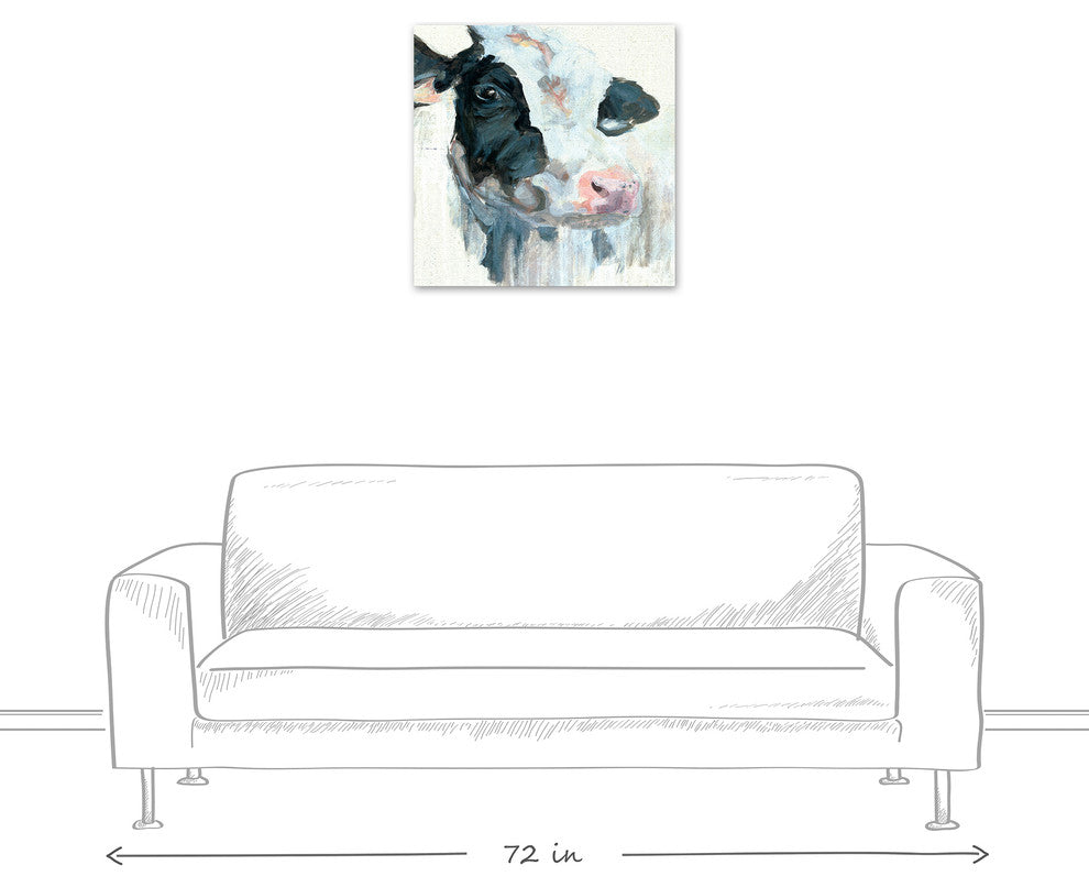Curious Painted Dairy Cow 24x24 Canvas Wall Art