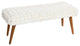 Wood and Woven Velvet Bench, Cream & Natural