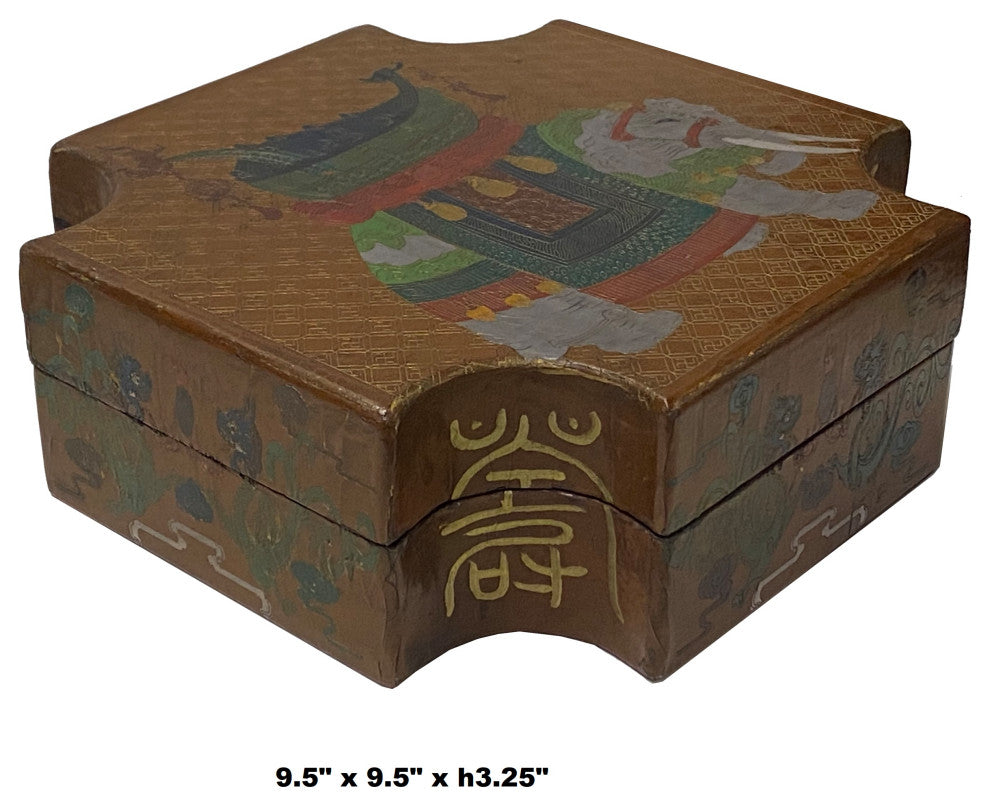Chinese Light Copper Brown Elephant Graphic Box Hws1978