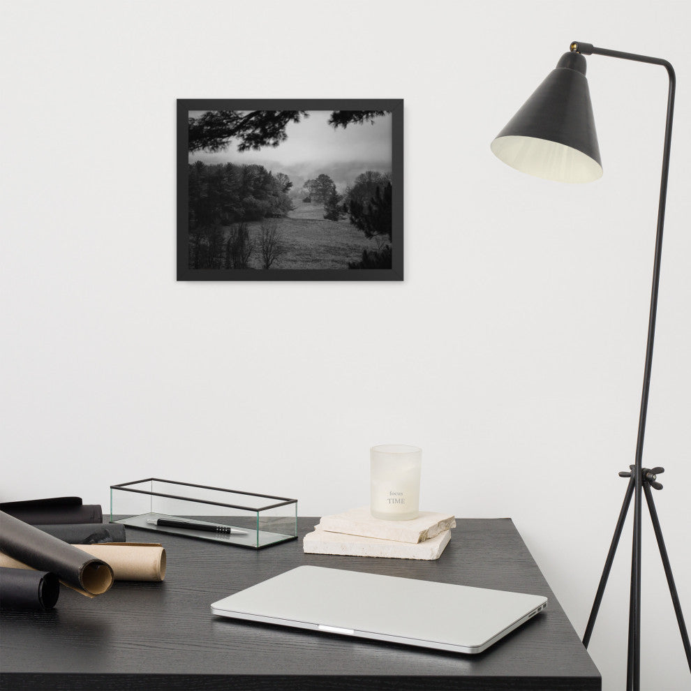 Mist of Valley Forge in Black and White Framed Photo Paper Wall Art Prints, Black, 11" X 14"