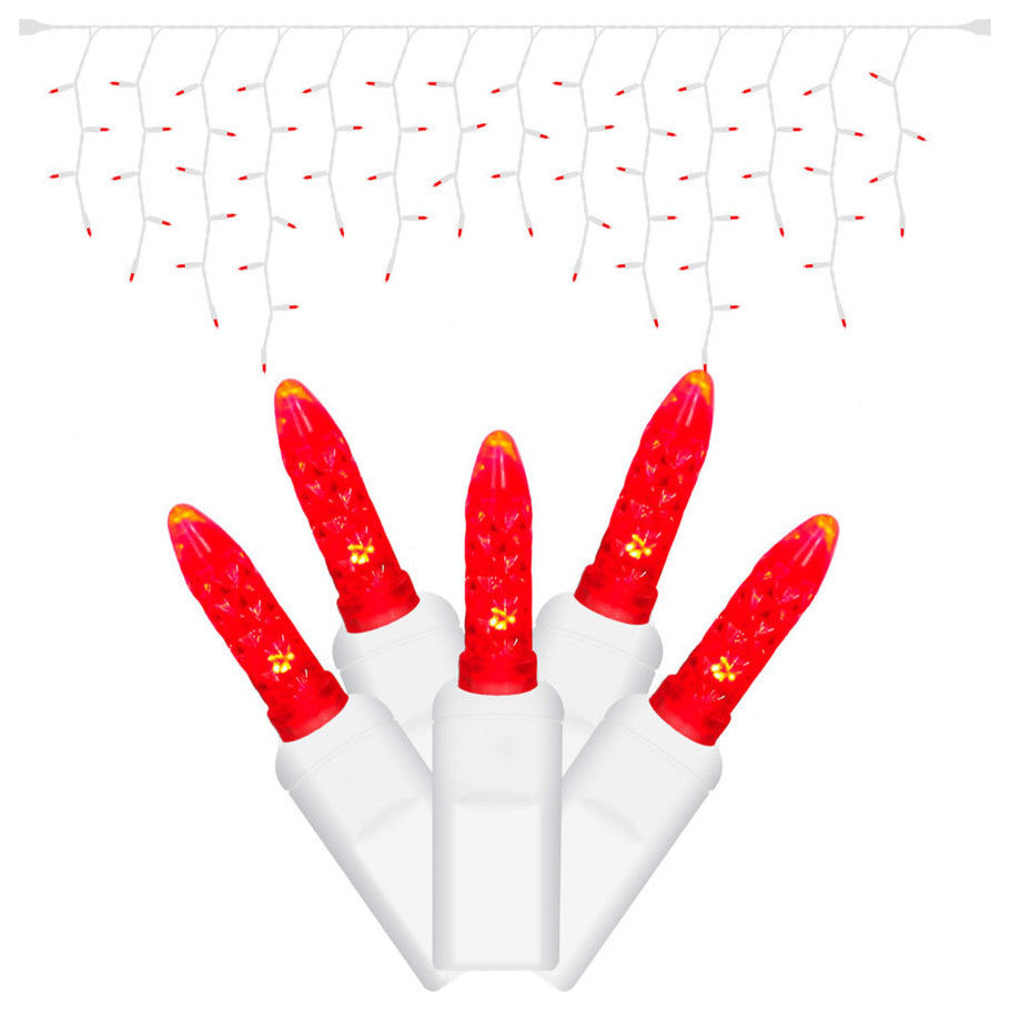Vickerman 70-Light LED Bright White M5 Icicle Lights, Red