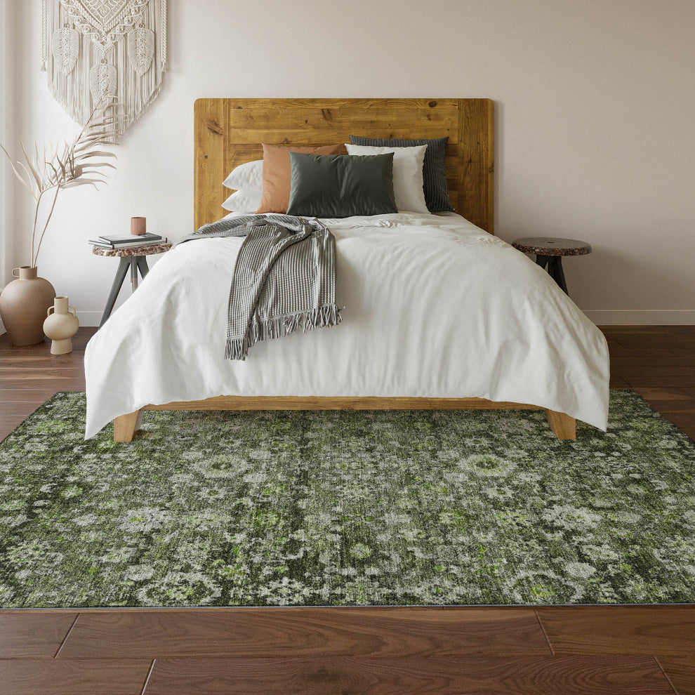 Premium Machine Washable Mayfield AMF651 Green 5' x 7'6" Rug