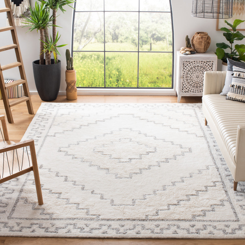 Safavieh Himalaya Collection CSB205F Rug, Ivory/Grey, 6' X 6' Square