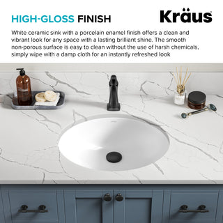 KRAUS Elavo 19.25 in. Oval Porcelain Ceramic Undermount Bathroom Sink