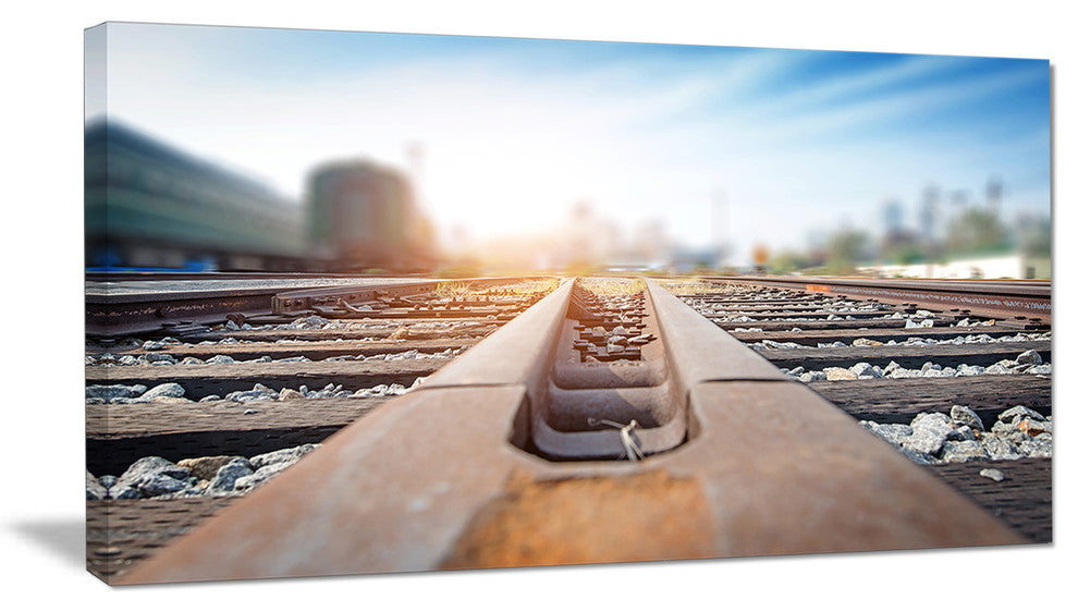 "Cargo Train Platform With Container" Landscape Photo Wall Art, 32"x16"