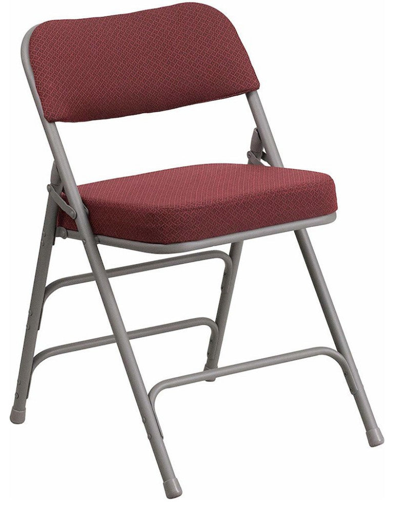 Triple Braced & Double Hinged Burgundy Fabric Metal Folding Chair pack of 4