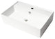 Abc901-W White 24" Modern Rectangular Above Mount Ceramic Sink With Faucet Hole
