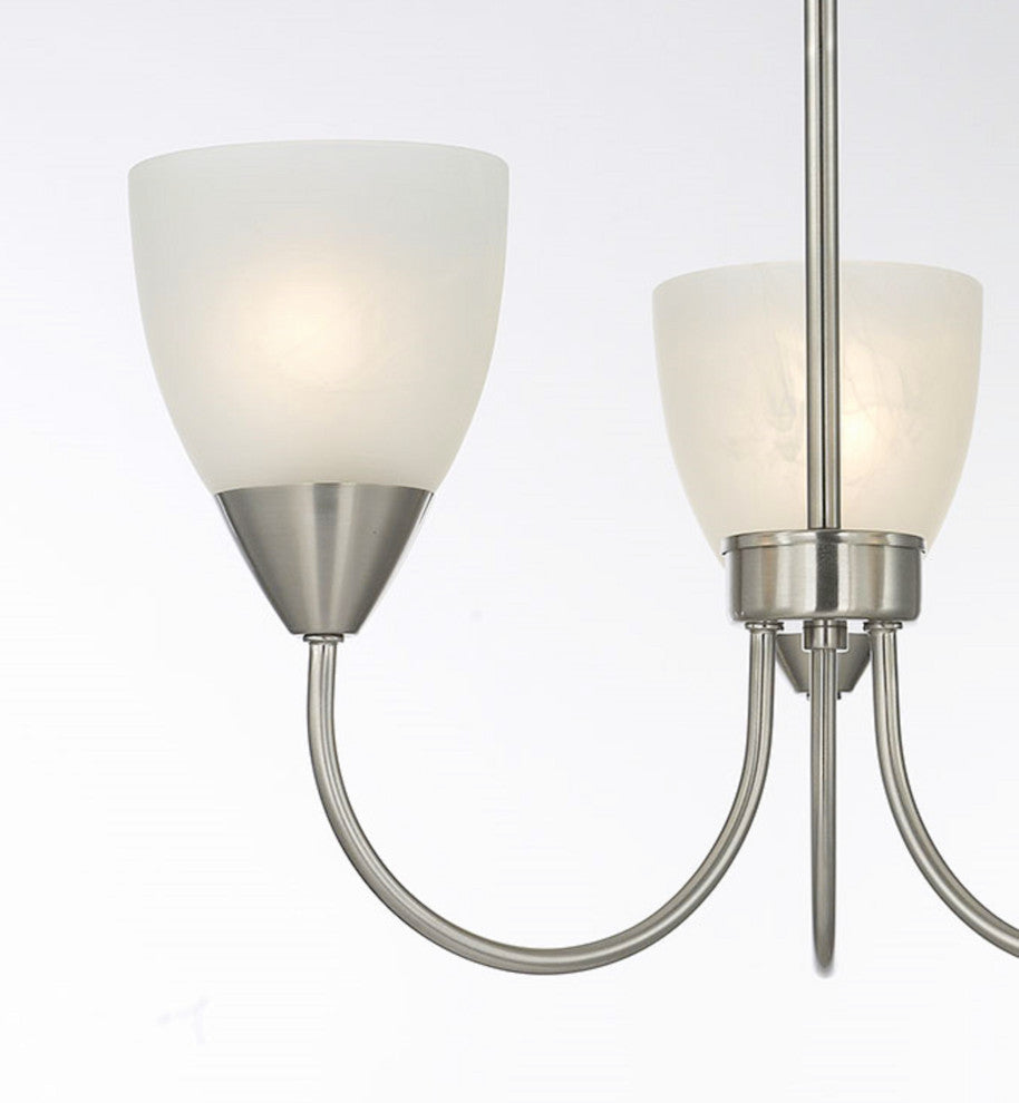 3 Light Simple and Clean Mini Chandelier in Nickel