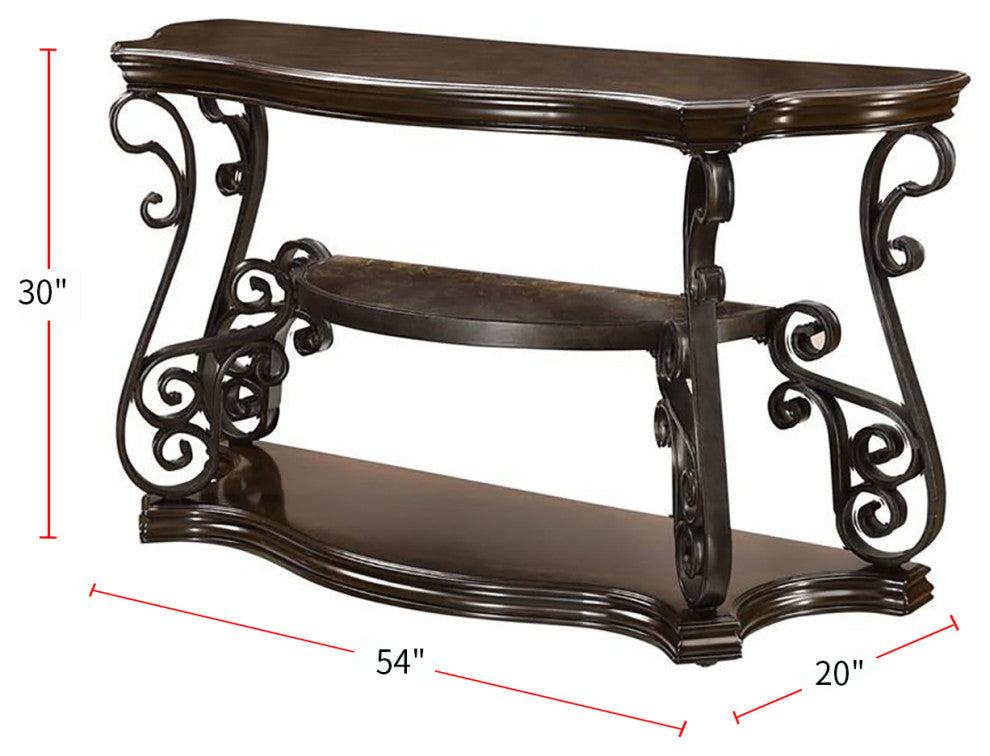 Sofa Table with Tempered Glass Top, Deep Merlot