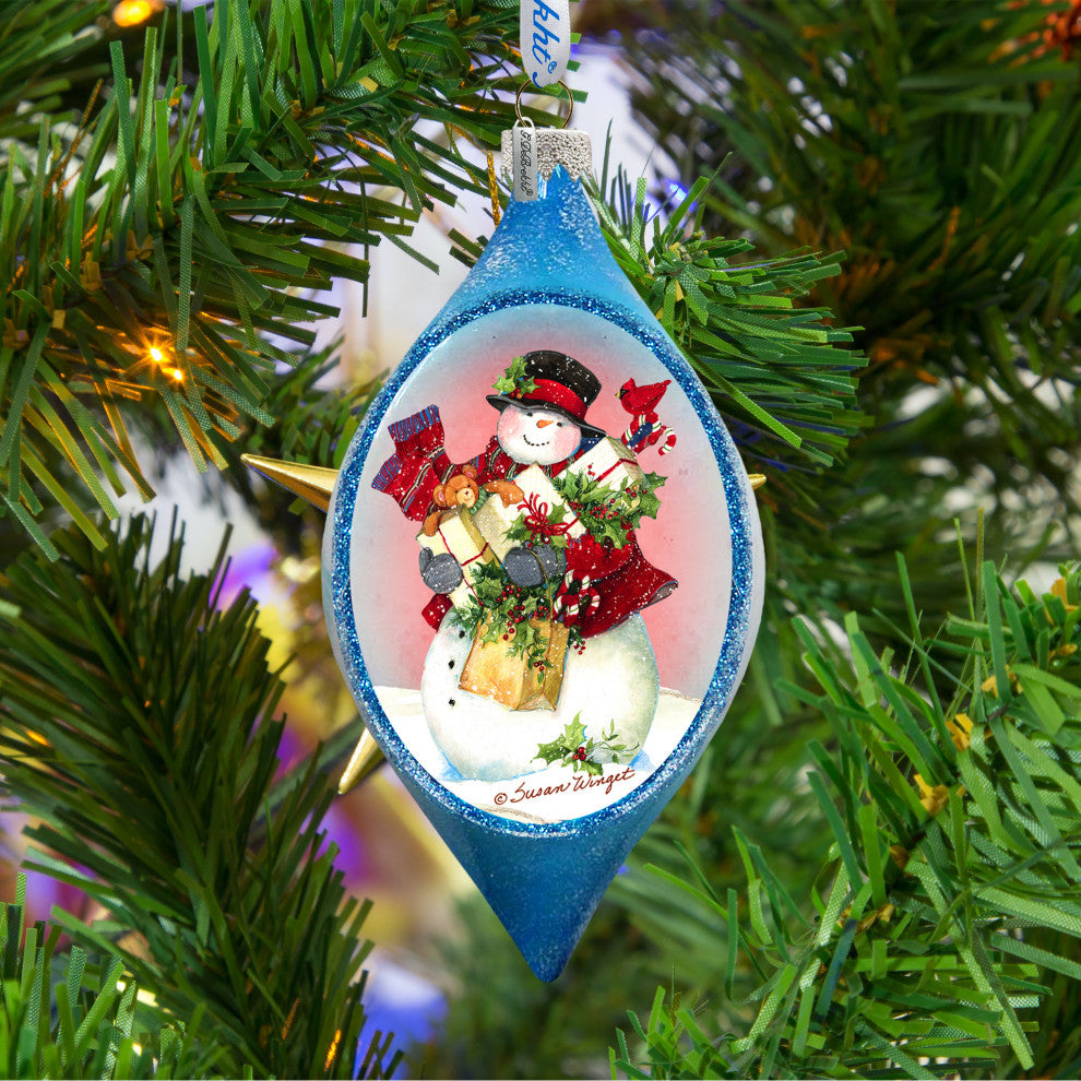 Gifty Snowman Glass Ornament