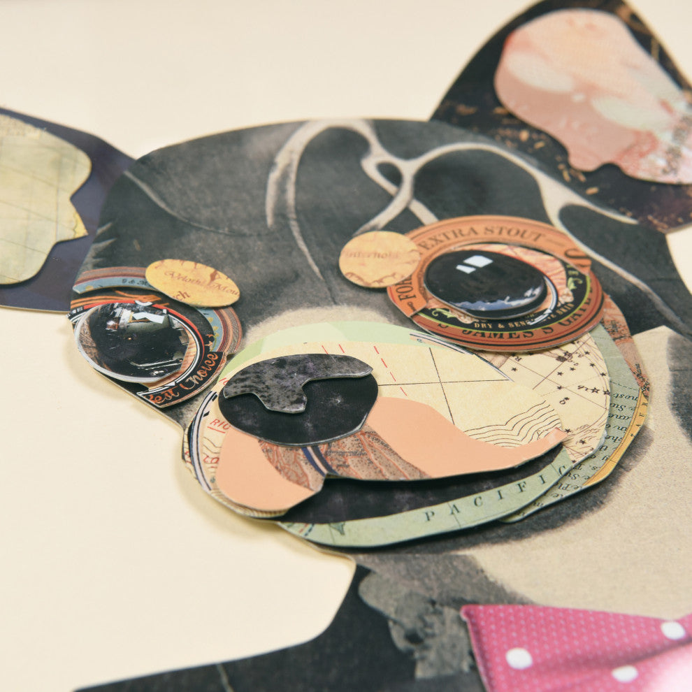 Chihuahua Dog Dimensional Handmade Collage Wall Art Framed Under Glass
