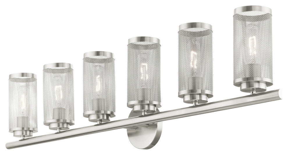 Livex Lighting Industro 6 Light Brushed Nickel Extra Large Vanity Sconce