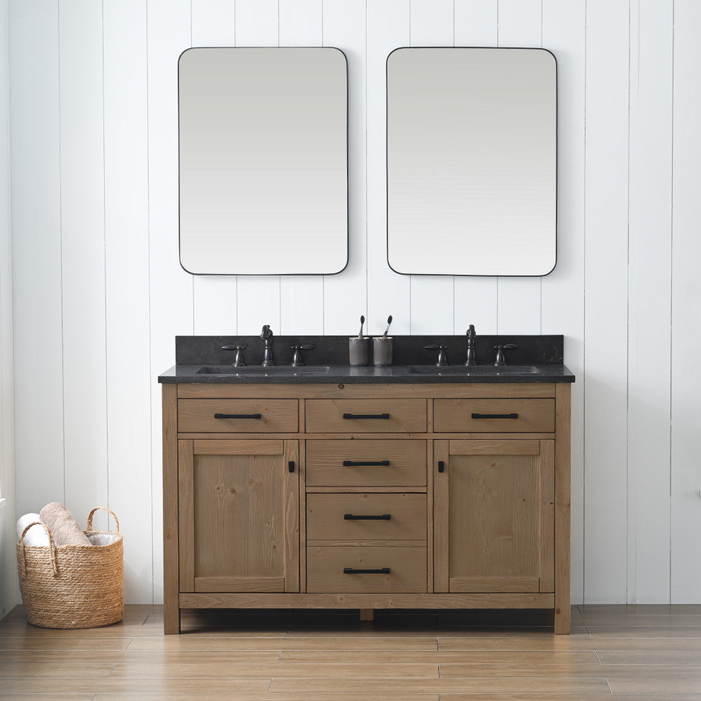 Jasper 54" Bathroom Vanity, Textured Natural, Blue Limestone