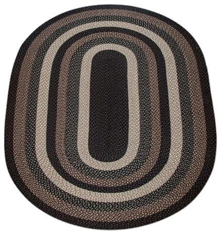 Earth Rugs C-313 Mocha / Frappuccino Oval Braided Rug 5 Feet x 8 Feet