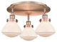 Olean-3 Light 18" Flush Mount-Antique Copper, Matte White Glass Shade
