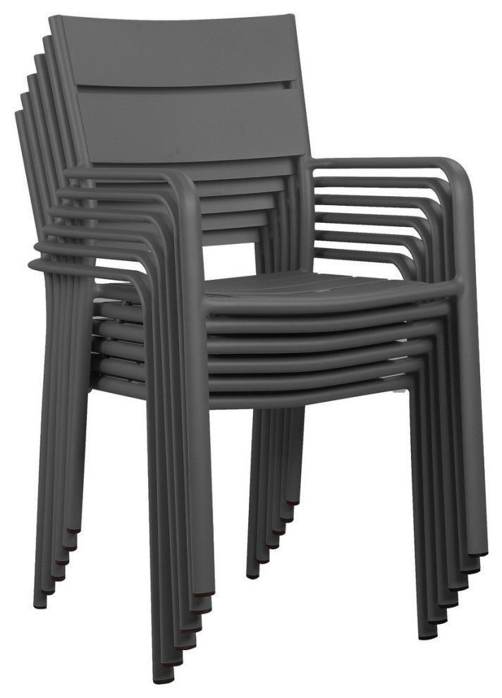 Benzara BM287744 Meta 22" 6 Piece Dining Chair Set, Gray Aluminum Frame