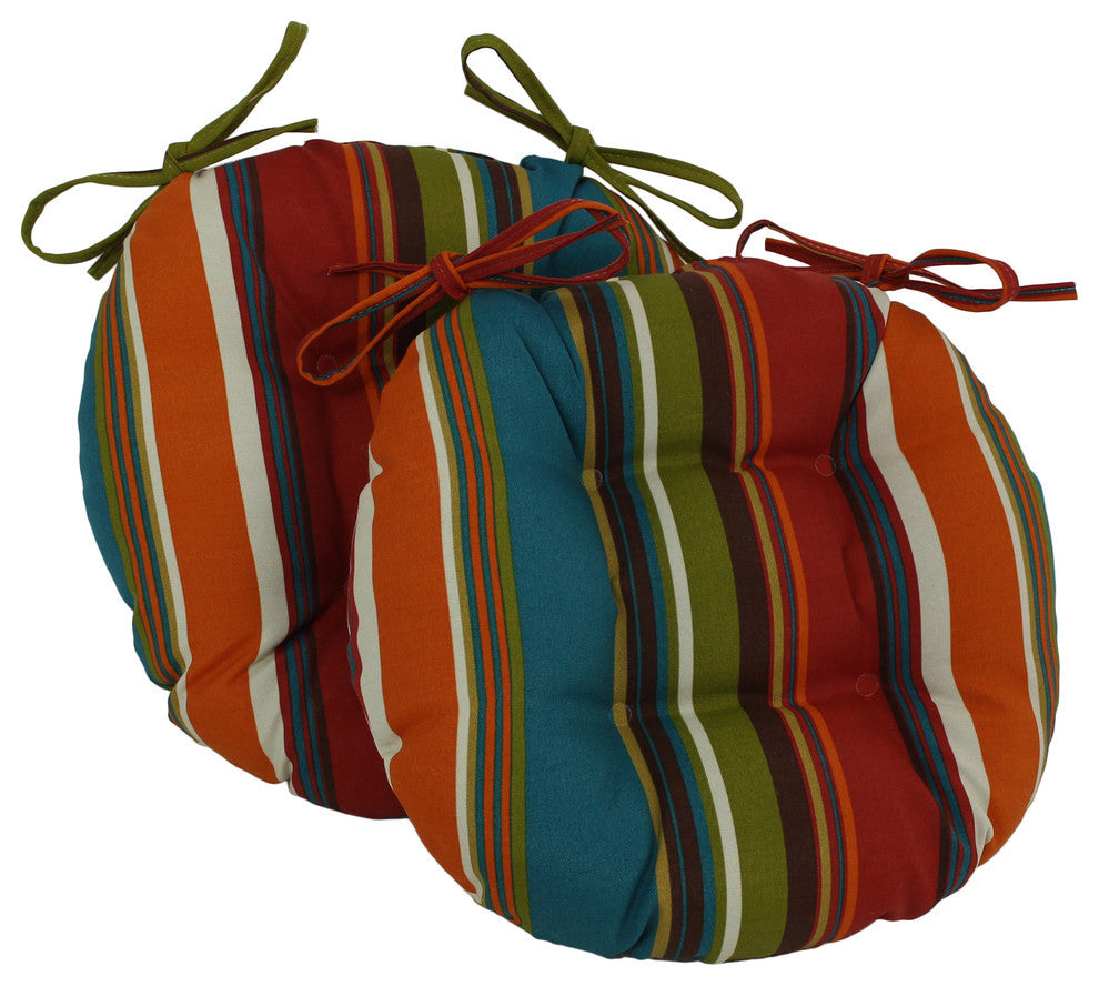 16" Outdoor Spun Polyester Tufted Chair Cushion, Set of 2, Westport Teal