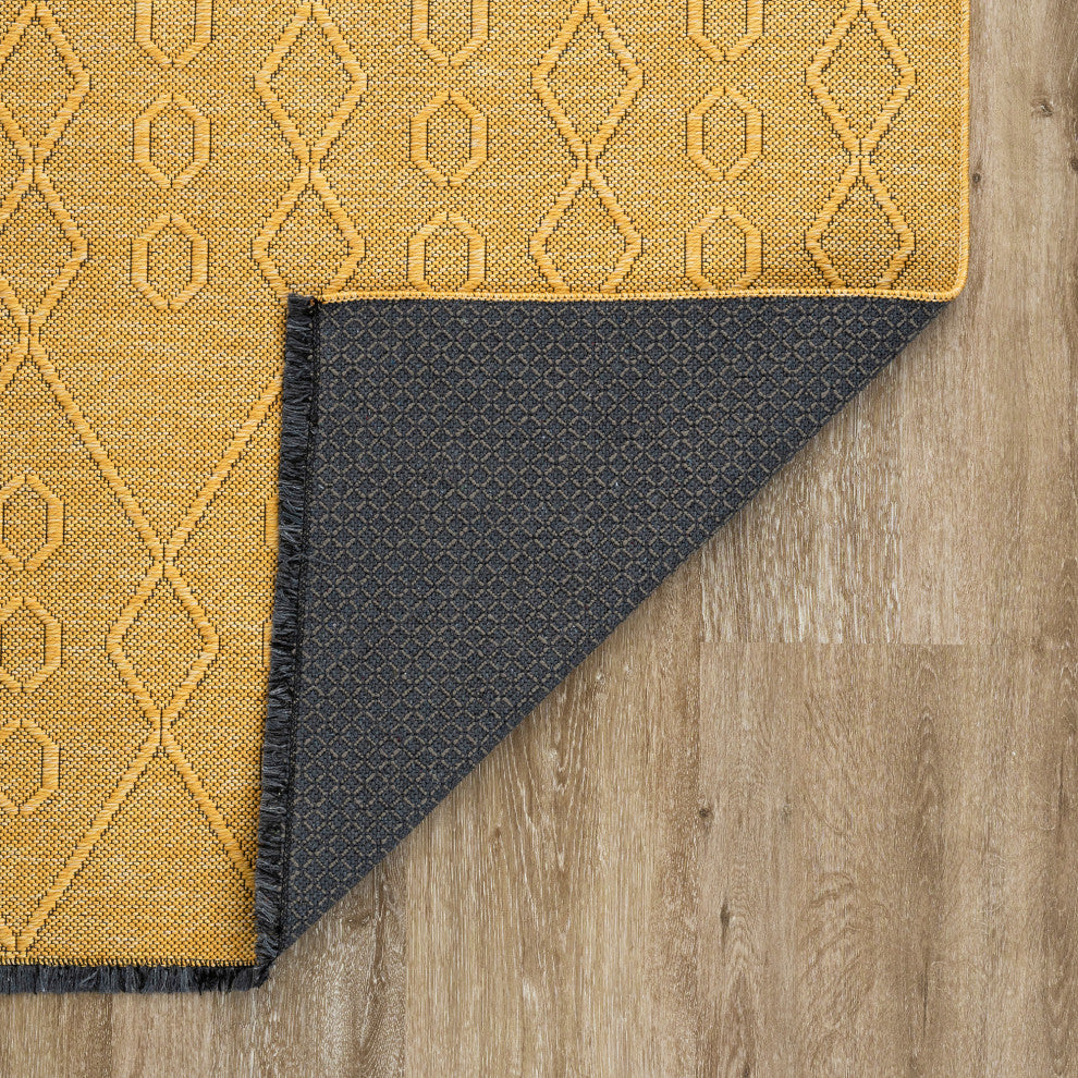 Aliana Transitional Geometric Gold Indoor Rectangle Area Rug 8x10