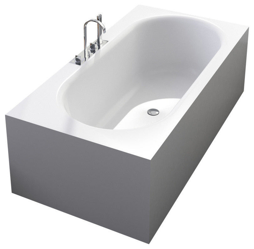 ADM Rectangular Freestanding Bathtub, Matte White, 70.8"
