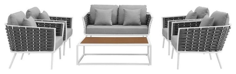 Stance 6 Piece Outdoor Patio Aluminum Sectional Sofa Set