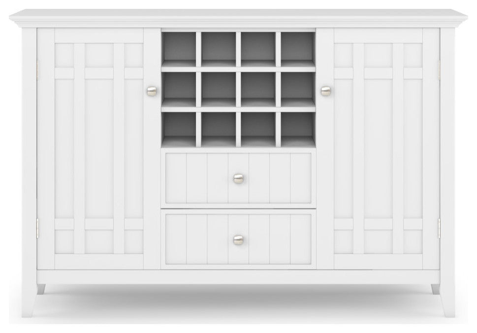 Bedford Solid Wood Sideboard Buffet And Winerack, White