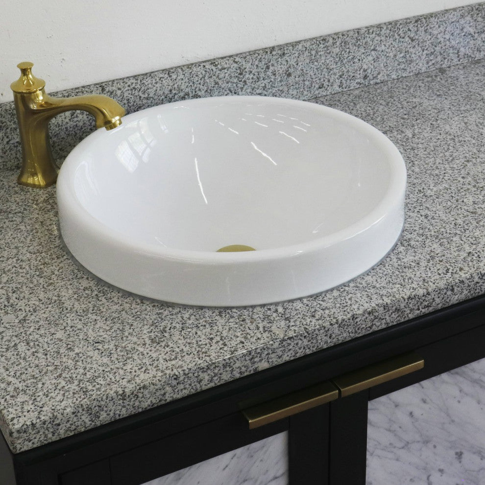 43" Single Vanity, Dark Gray Finish With Gray Granite