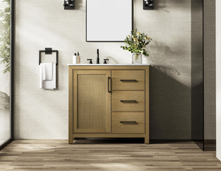 Home Living 36" Single Bathroom Vanity, Linen Oak