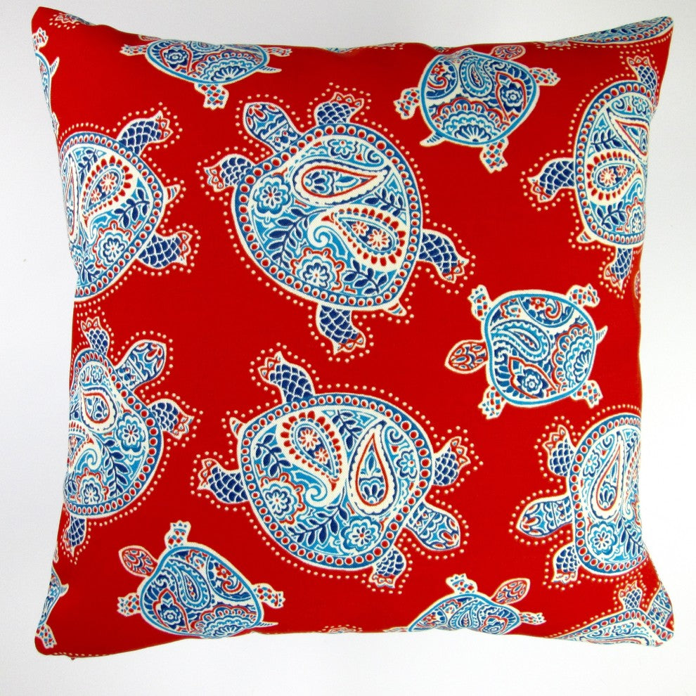 Outdoor Kids Red Sea Turtles 18x18 Throw Pillow, One Pillow Only, Pillow Cover O
